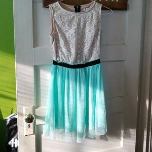 Mint and off- white lacey dress